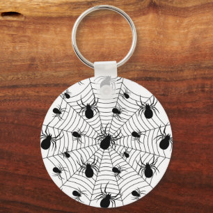 Porte-clés Motif d'Halloween Black White araignées