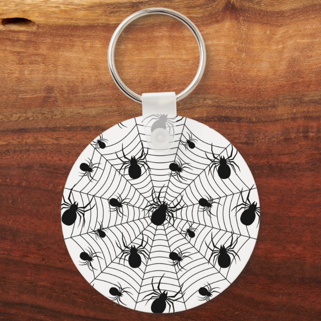 Porte-clés Motif d'Halloween Black White araignées (Recto)