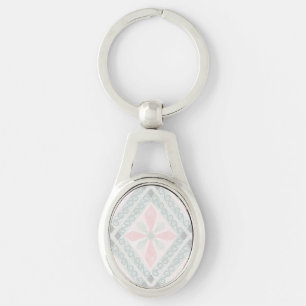 Porte-clés Motif diamant pastel vert et rose