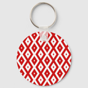 Porte-clés Motif diamant rouge et blanc