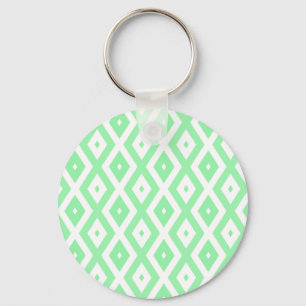 Porte-clés Motif diamant vert et blanc