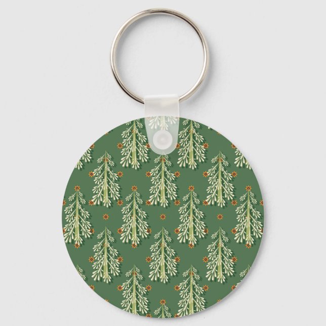 Porte-clés Motif d'illustration des arbres de Noël (Recto)