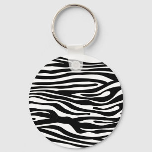 Porte-clés Motif d'impression de zèbre - noir et blanc