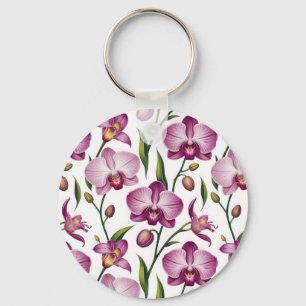 Porte-clés Motif élégant sans couture d'orchidée violette et