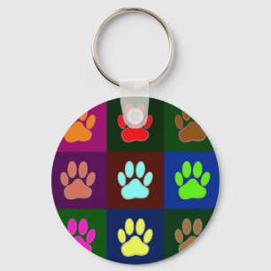 Porte-clés Motif Empreinte de patte de chien multicolore