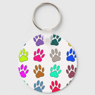 Porte-clés Motif Empreinte de patte de chien multicolore