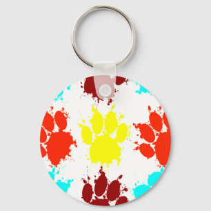 Porte-clés Motif Empreinte de patte de Peinture Splatter Chie