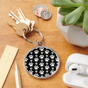 Porte-clés Motif, Empreintes de pattes, pattes de chien, noir