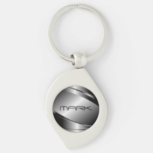 Porte-clés Motif en acier inoxydable gris argent