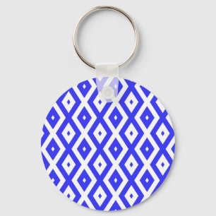 Porte-clés Motif en diamant bleu et blanc
