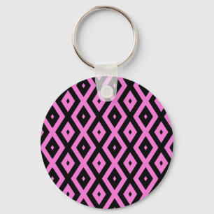 Porte-clés Motif en diamant rose et noir