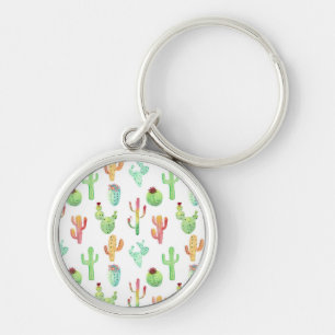 Porte-clés Motif en pastel d'aquarelle de cactus