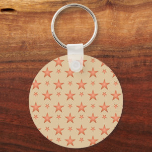 Porte-clés Motif étoilé en terre cuite orange