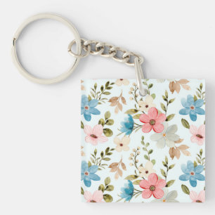 Porte-clés Motif Fleur sauvage couleur aquarelle