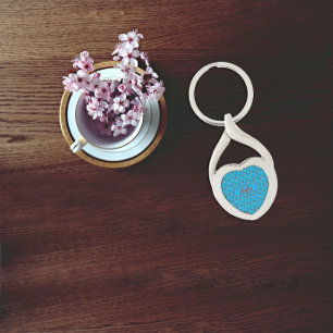 Porte-clés motif fleur sauvage nom turquoise Metal Porte - cl