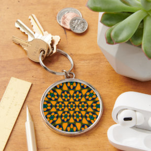 Porte-clés Motif Fleurs Abstraites uniques