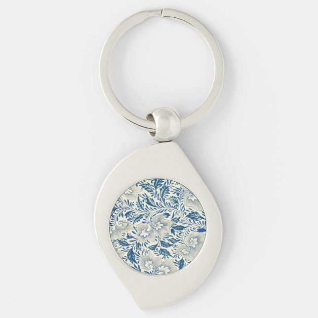 Porte-clés Motif Floral bleu Antique Design asiatique (Devant)