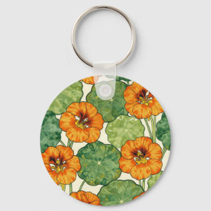 Porte-clés Motif floral de capucine à l'aquarelle