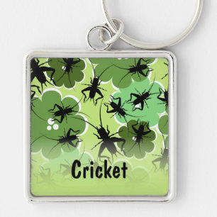 Porte-clés Motif floral de cricket vert + noir