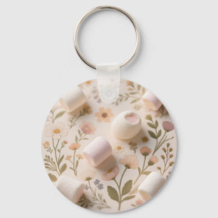 Porte-clés Motif floral pastel de guimauve