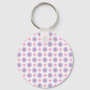 Porte-clés Motif floral rose et violet