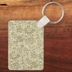 Porte-clés Motif Floral Vert Sage Antique Damas