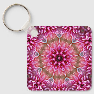 Porte-clés Motif géométrique à fleurs rose Mandala-67545