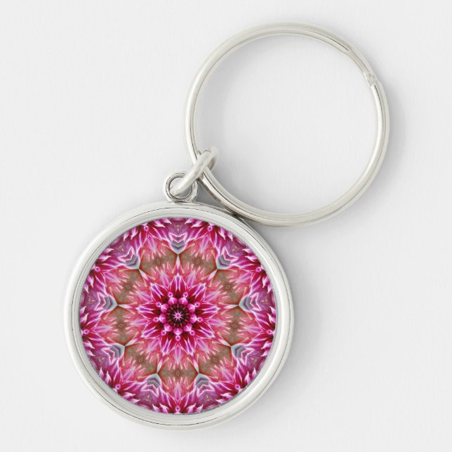 Porte-clés Motif géométrique à fleurs rose Mandala-67545 (Devant)