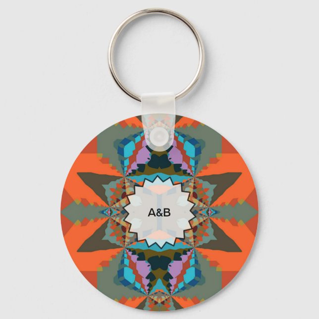 Porte-clés Motif géométrique coloré de l'Ouest du Sud (Recto)