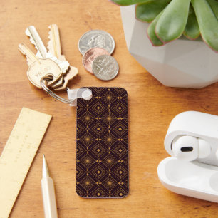 Porte-clés Motif géométrique complexe avec diamant doré