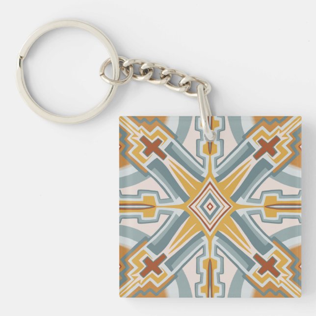 Porte-clés Motif géométrique de carreaux Adobe Southwest (Devant)
