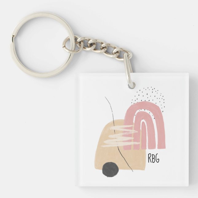 Porte-clés Motif géométrique rose Conception (Devant)