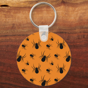 Porte-clés Motif Halloween araignées Noir et Orange
