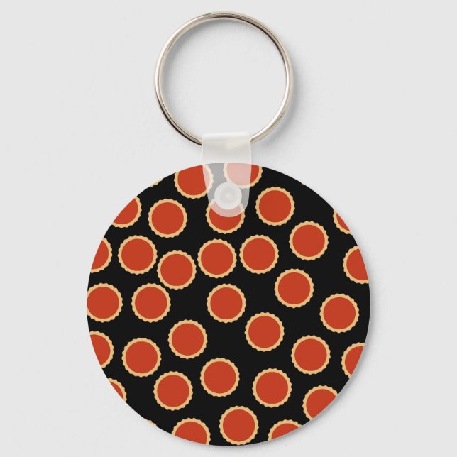 Porte-clés Motif Jam Tart. Rouge fraise. Des tartes. (Recto)