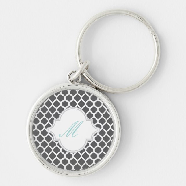 Porte-clés Motif marocain gris avec Porte - clés Monogrammes (Devant)