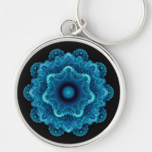 Porte-clés Motif naturel bleu fractal
