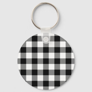 Porte-clés Motif noir et blanc En vichy
