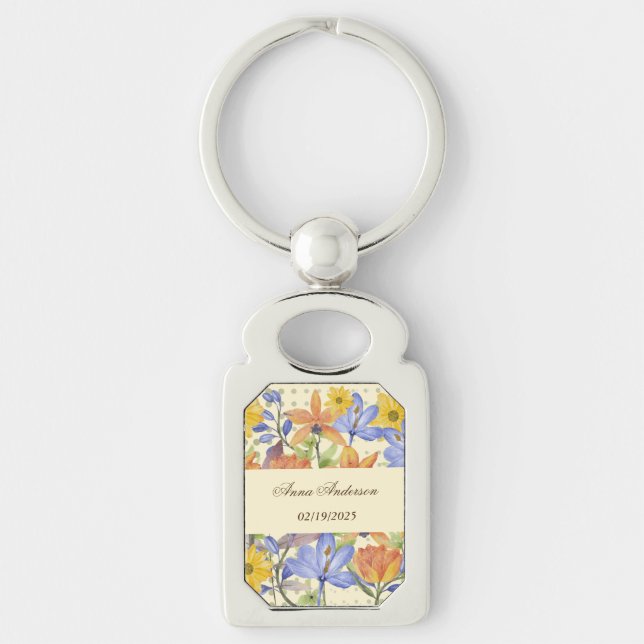 PORTE-CLÉS MOTIF ORANGE FLOWER (Devant)
