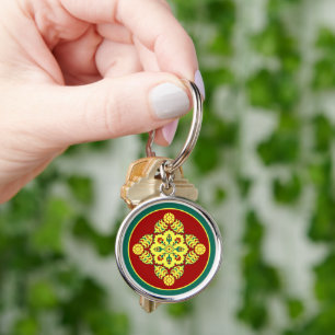 Porte-clés Motif oriental rouge jaune ottoman turc Tulip