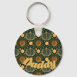 Porte-clés Motif ornemental bohème doré personnalisé