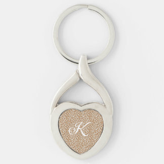 Porte-clés Motif peau de panthère monogrammé nom lettre marro