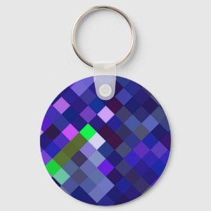 Porte-clés Motif Pixelé - Indigo