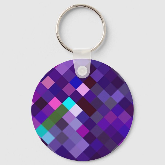 Porte-clés Motif Pixelé - Violet (Recto)