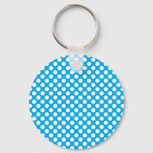Porte-clés Motif pois bleu et blanc