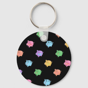Porte-clés Motif Rainbow Pig en noir