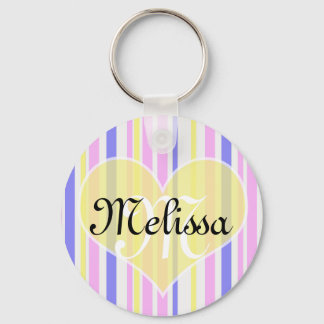 Porte-clés Motif rayures (violet, jaune, blanc et rose)