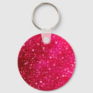 Porte-clés Motif rose de coeurs de parties scintillantes
