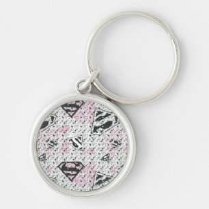Porte-clés Motif rose et blanc de Supergirl de logo