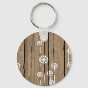 Porte-clés Motif rustique en bois de pissenlit