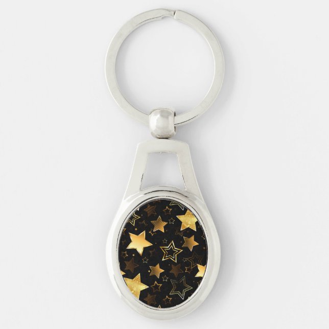 Porte-clés Motif sans couture avec étoiles d'or (Devant)